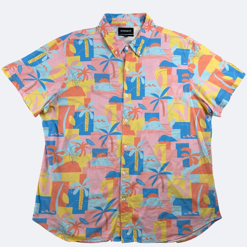 Bonobos Riviera Shirt XXL Slim Island Time Jersey Tropical Print Short Sleeves